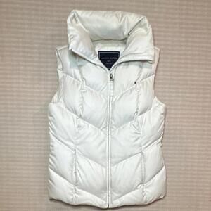 Tommy Hilfiger Women's White Quilted Puffer Vest Logo Zip Size XS